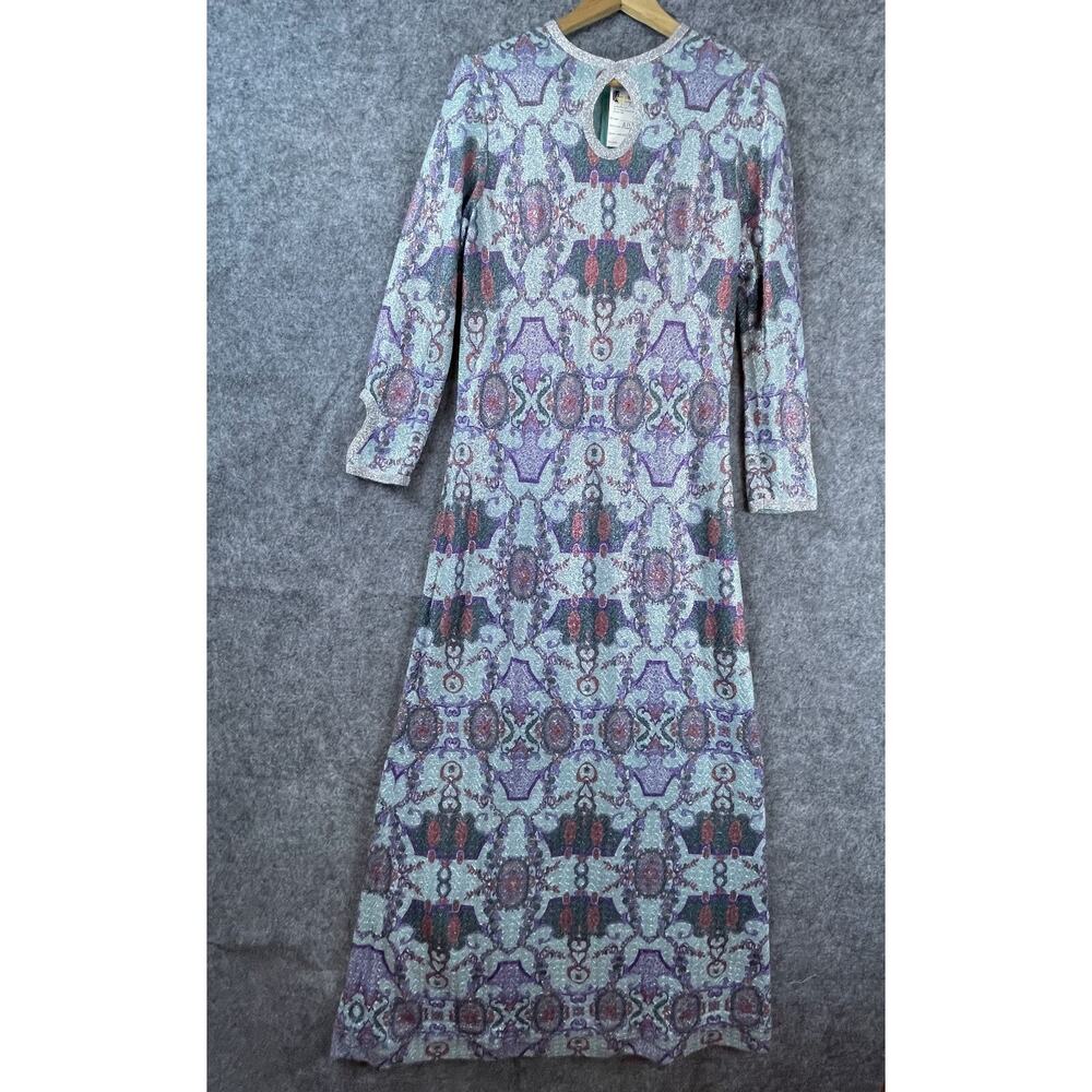 VTG Caledonia‎ Dress Med Screen Worn Luxe 60s Hollywood Glam Shimmer 70s Revival